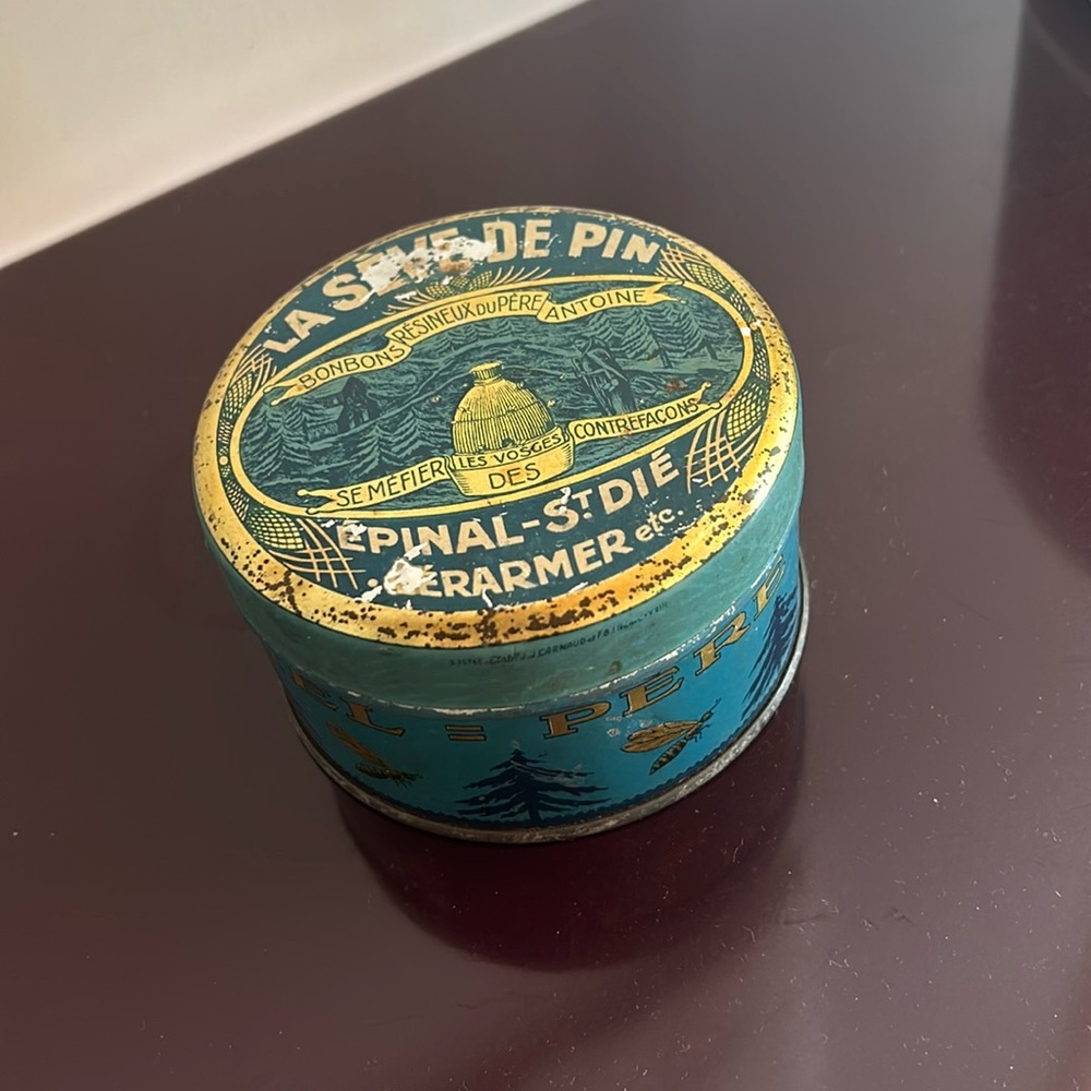 Vintage round metal box